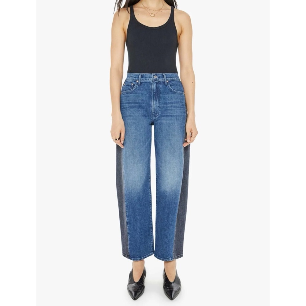 MOTHER Superior The Lil Half Pipe Flood Barrel Jeans Black Blue 24 - Picture 16 of 16